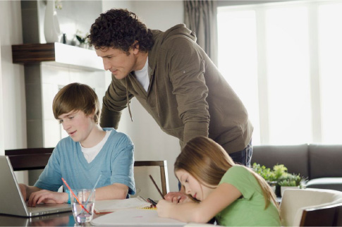 Dad with kids who requires family support